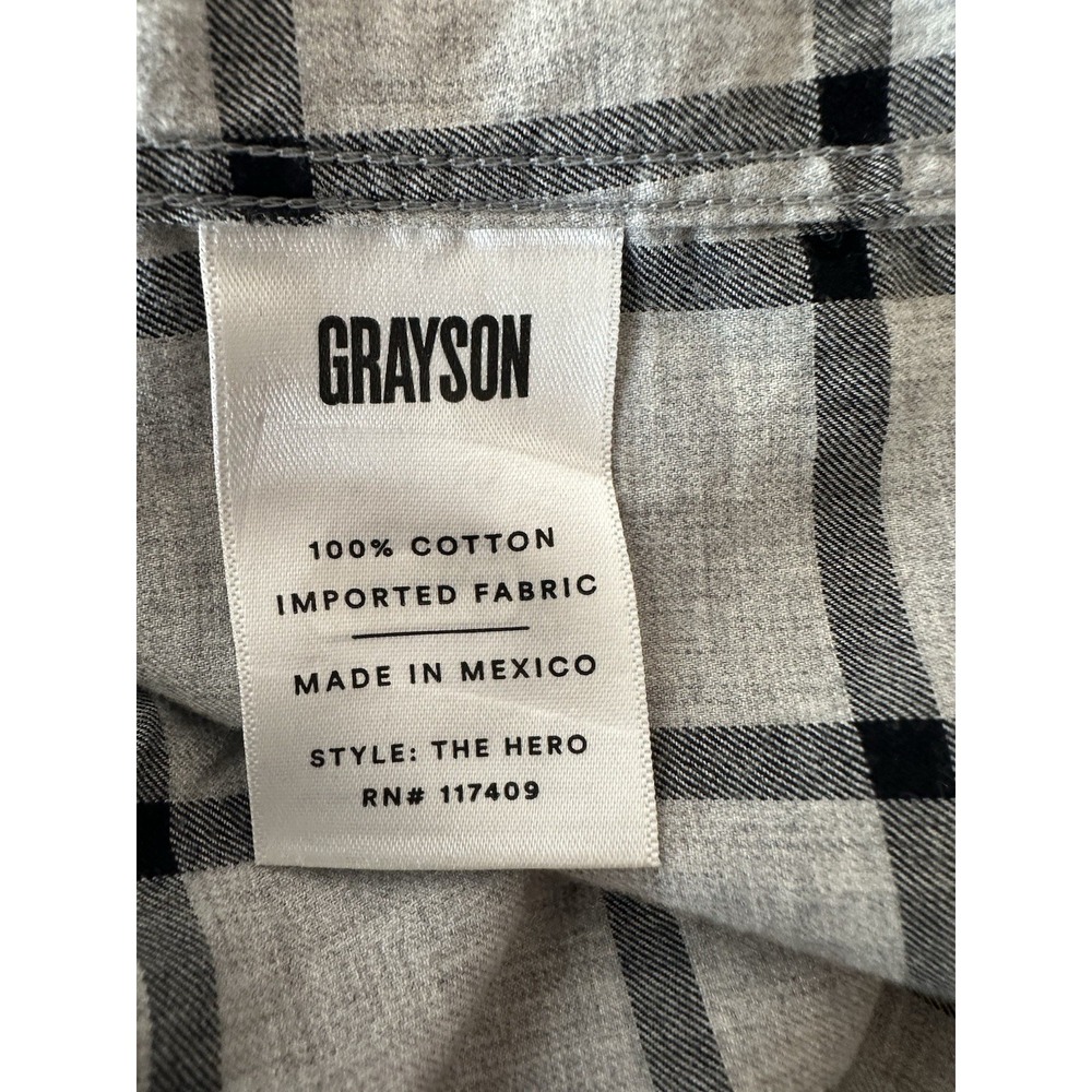 Grayson Shirt Top Women Size 02 Button Up Lightweight Gray Plaid Career Offie - Picture 5 of 11